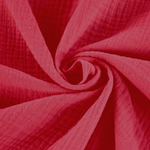 Tissu double gaze de coton Rouge x 50 cm - Photo n°1
