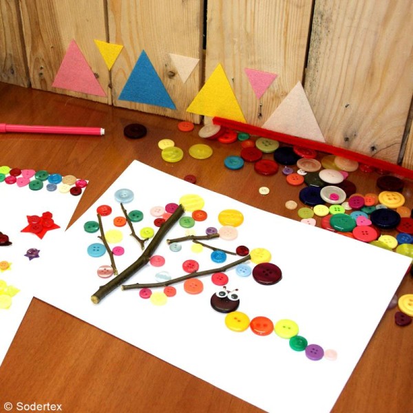 Boutons décoratifs - Résine - Multicolores - 9 à 28 mm - 200 g - Photo n°6