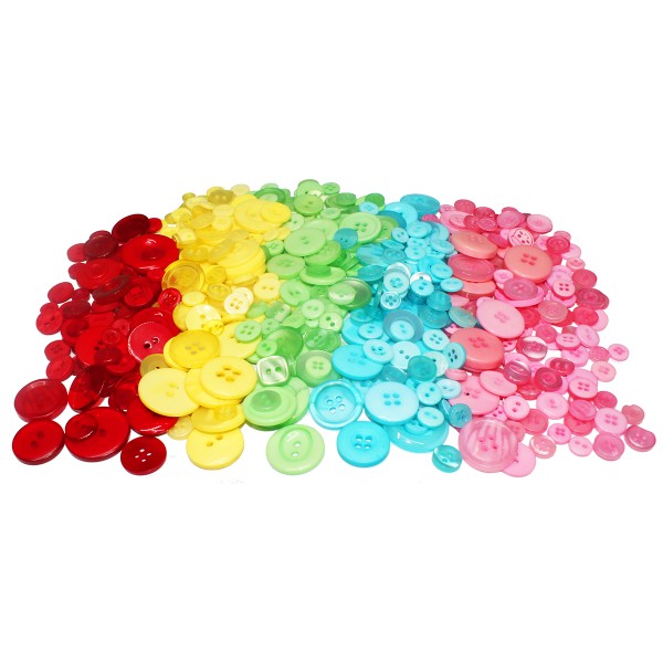 Boutons décoratifs - Résine - Multicolores - 9 à 28 mm - 200 g - Photo n°1