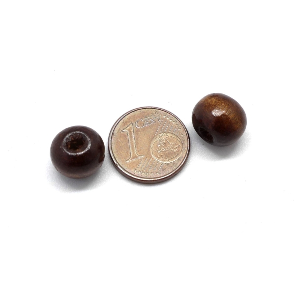 40 Perles En Bois Ronde 10mm De Couleur Marron Foncé Chataigne - Photo n°2