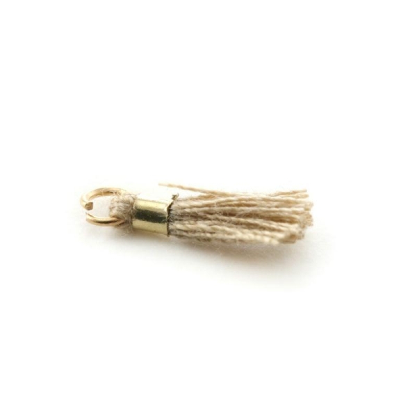 Mini pompon greige   10 mm - anneau doré - Photo n°1