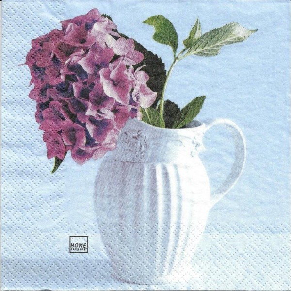 4 Serviettes en papier Vase d'Hortensia Format Lunch - Photo n°1