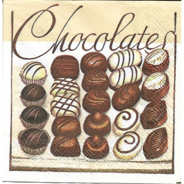 4 Serviettes en papier Chocolats Format Cocktail - Photo n°1