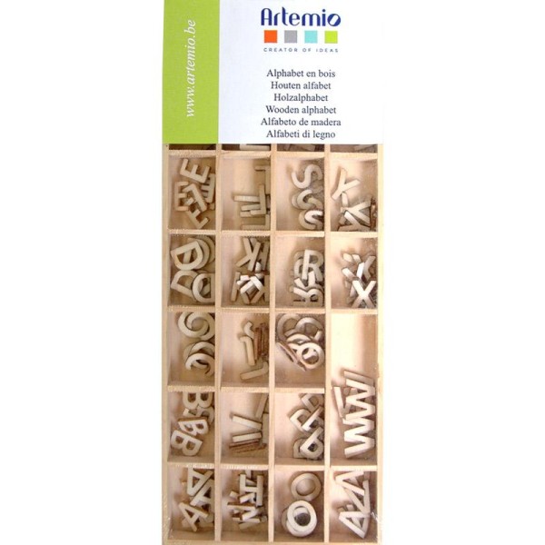 Mini alphabet en bois - boîte de 162 pièces - Photo n°1