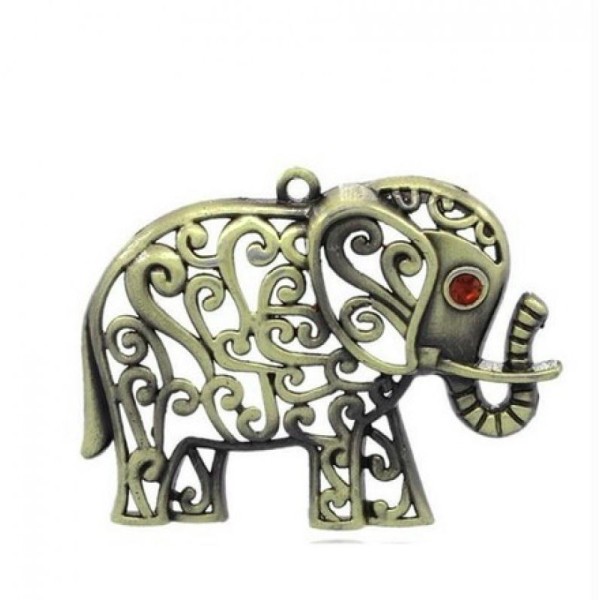 1 breloque charm bronze et strass fabrication bijoux ELEPHANT - Photo n°1