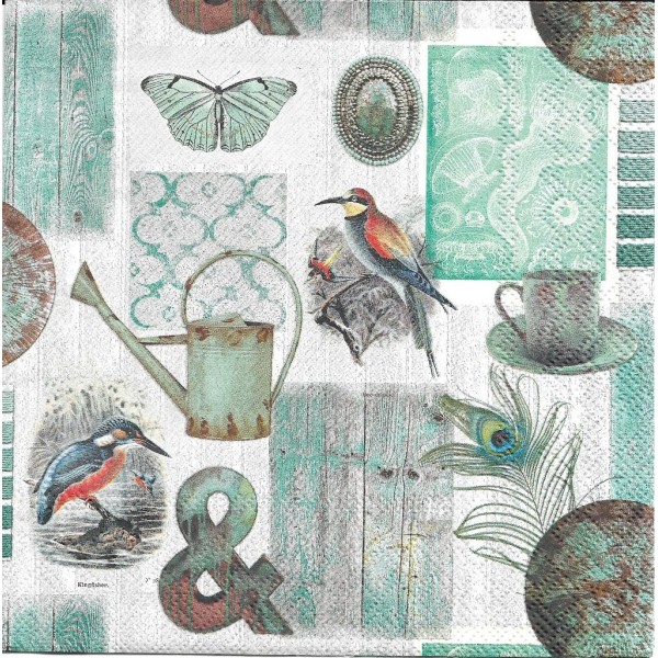 4 Serviettes en papier Oiseau Jardin Nature Format Lunch Decoupage Deccopatch 13309750 Ambiente - Photo n°1