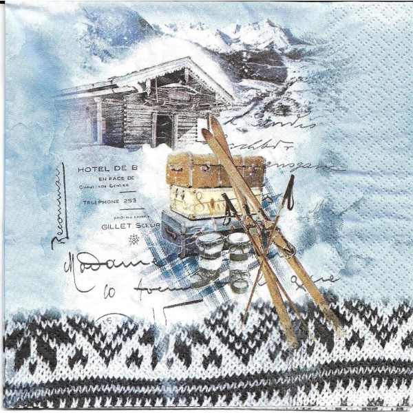 4 Serviettes en papier Hiver dans les Alpes Format Lunch Decoupae Decopatch 611525 Home Fashion - Photo n°1