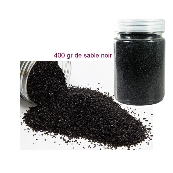 Sable décoratif coloré Noir, de 0,60mm à 1mm, Boite de 400gr, pour Déco de table, Bougeoir, Vase - Photo n°3