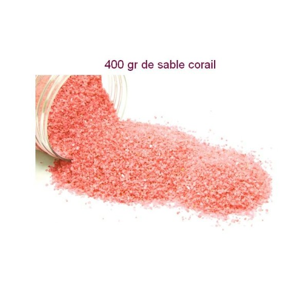 Sable décoratif coloré Corail, de 0,60mm à 1mm, Boite de 400gr, pour Déco de table, Bougeoir, Vase - Photo n°1