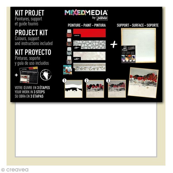 Kit Projet Mixed Media Pébéo - Peinture et feuilles miroir - 7 pcs - Photo n°1