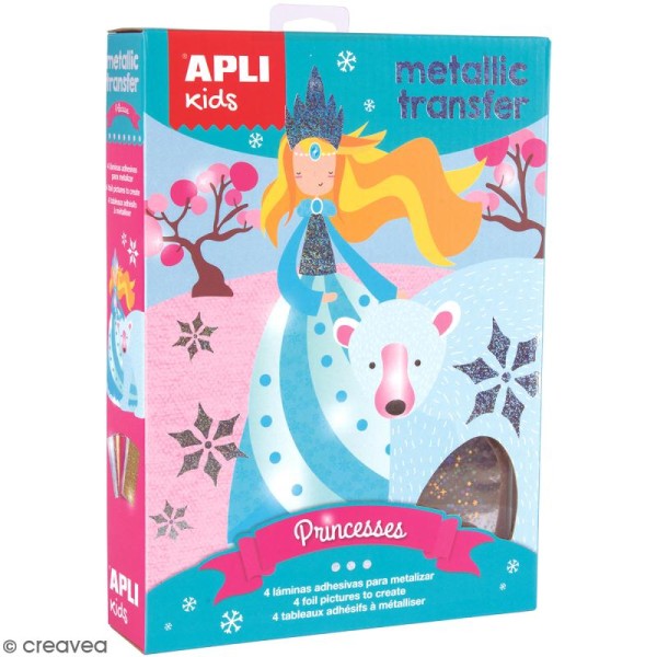 Kit Feuilles transfert métalliques APLI Kids - Princesses - 4 pcs - Photo n°1