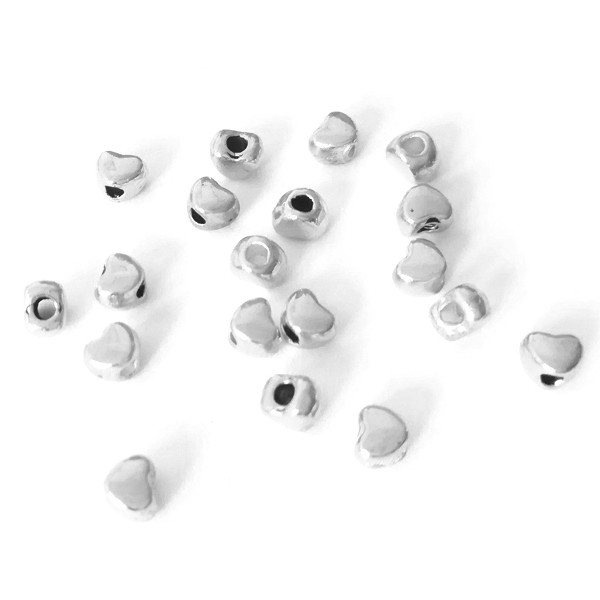 10x Perles Intercalaires Coeurs en metal 3.5x3mm ARGENTE - Photo n°1