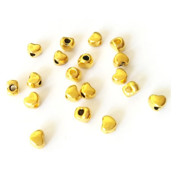 10x Perles Intercalaires Coeurs en metal 3.5x3mm DORE - Photo n°1