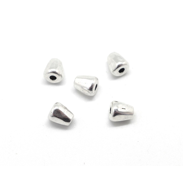 10 Perles En Métal Argenté Conique Pour Cordon De 2mm - Photo n°1