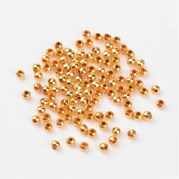 B12-22 - Lot de 100 perles intercalaire doré 3 mm - Photo n°1