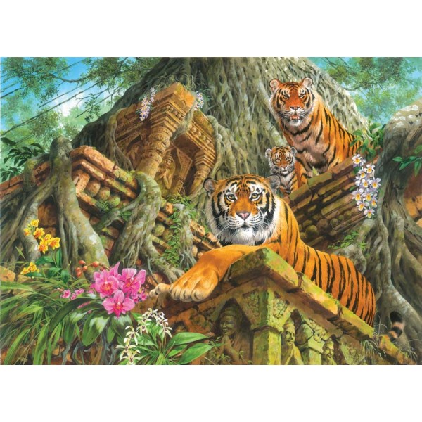 Tigres au temple - Puzzle 1000 pcs Anatolian - Photo n°1