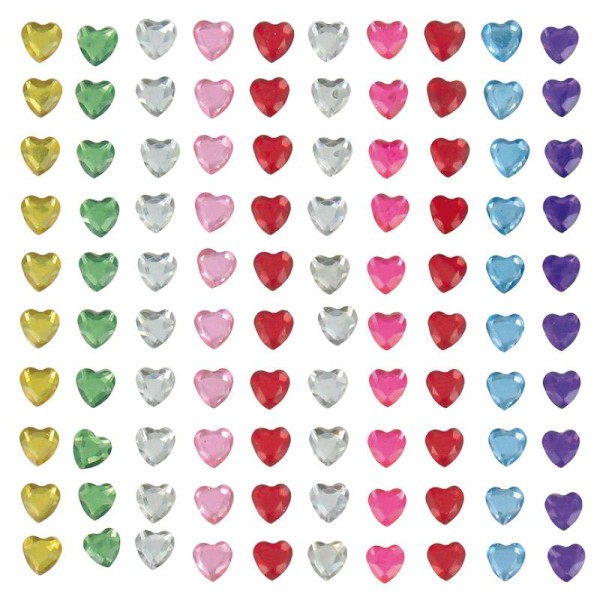 Strass à coller coeur multicolore 0,5 cm x 100 - Photo n°1
