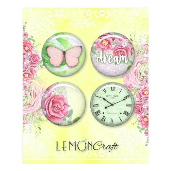 4 boutons embellissements métal décoration Lemon Craft FRESH SUMMER - Photo n°1