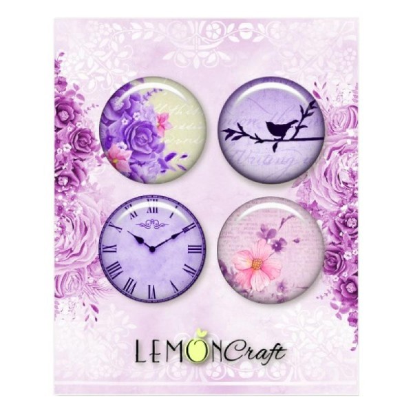 4 boutons embellissements métal décoration Lemon Craft VIOLET SILENCE - Photo n°1