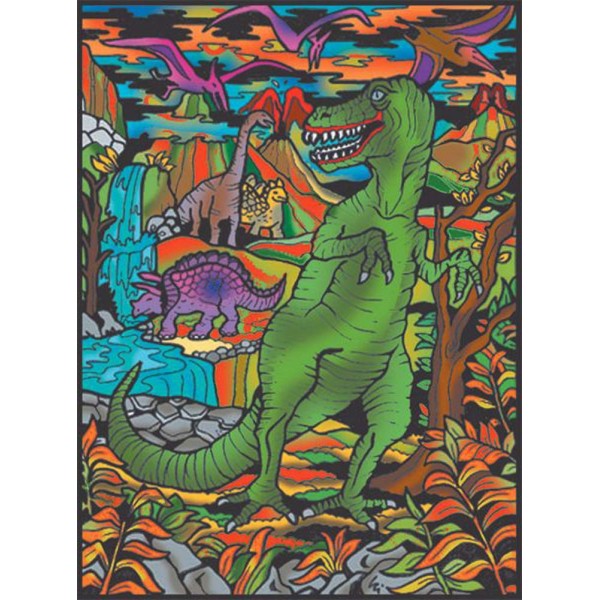 Tyrannosaure Rex - 12 feutres inclus - 47 x 35 cm - à colorier Colorvelvet - Photo n°1