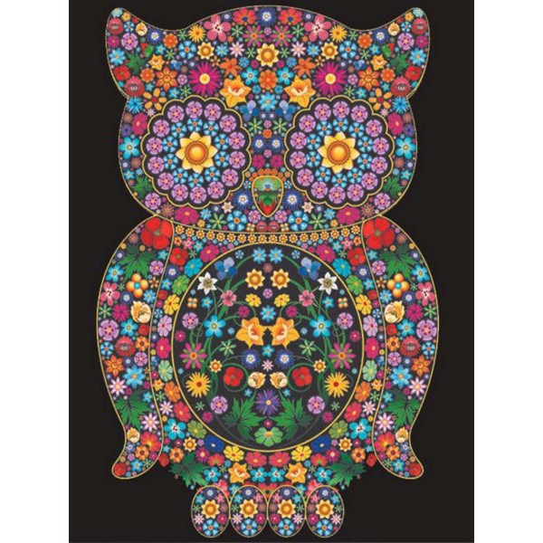 Hibou en fleurs - 12 feutres inclus - 47 x 35 cm - à colorier Colorvelvet - Photo n°1