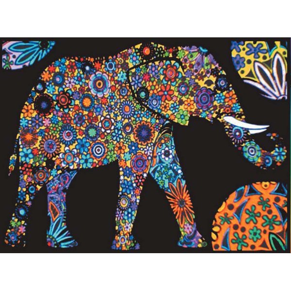 Elephant - 12 feutres inclus - 47 x 35 cm - à colorier Colorvelvet - Photo n°1