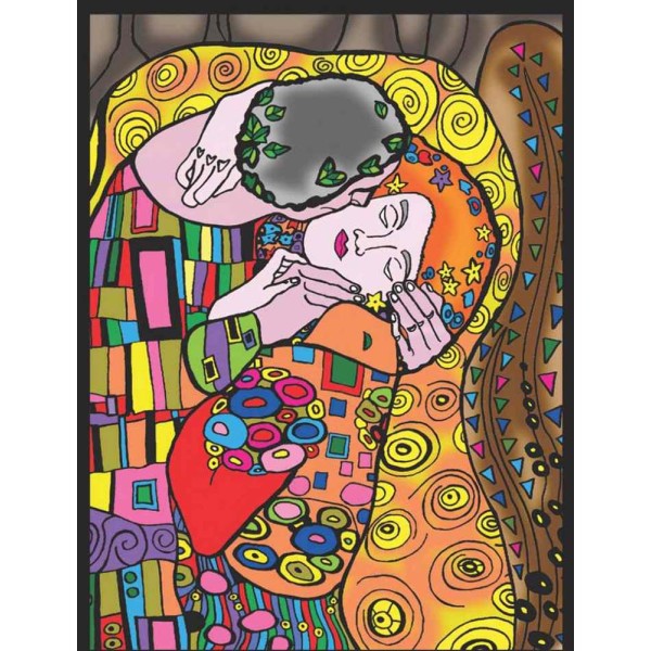 Klimt Kiss - 12 feutres inclus - 47 x 35 cm - à colorier Colorvelvet - Photo n°1