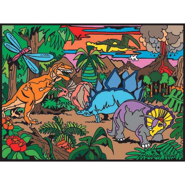 Dinosaures - 12 feutres inclus - 28 x 37 cm - à colorier Colorvelvet - Photo n°1