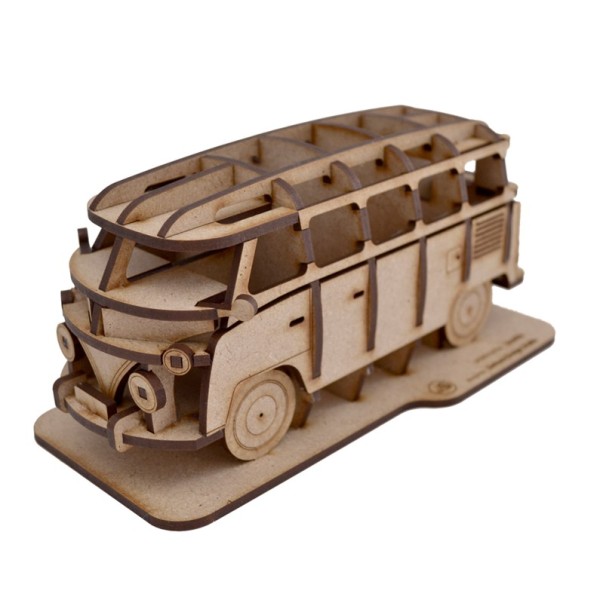 Volkswagen Combi Kit en bois à assembler - 17x 8 x 8,5 cm - 45 pièces - Suricata - Photo n°1