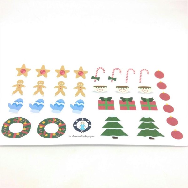 Planche de 32 stickers en papier thème Noël - Photo n°1
