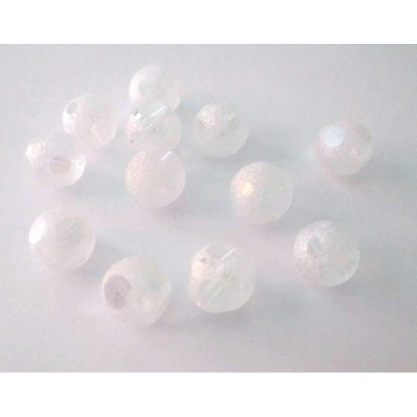 10 Perles En Cristal Dépoli Blanc 8mm - Photo n°1