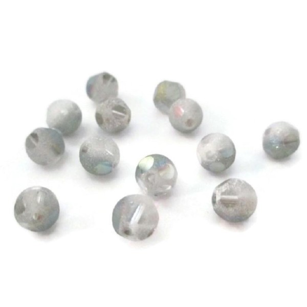 10 Perles En Cristal Dépoli gris 8mm - Photo n°1
