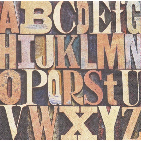 4 Serviettes en papier Alphabet Lettres A-Z Format Lunch - Photo n°1