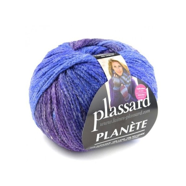 Pelote De Laine Plassard Planète Coloris Dégradé Violet Bleu 117 - Photo n°1