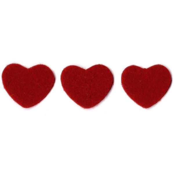 Coeur en feutrine 2,5 cm petit modèle Rouge x20 - Photo n°1