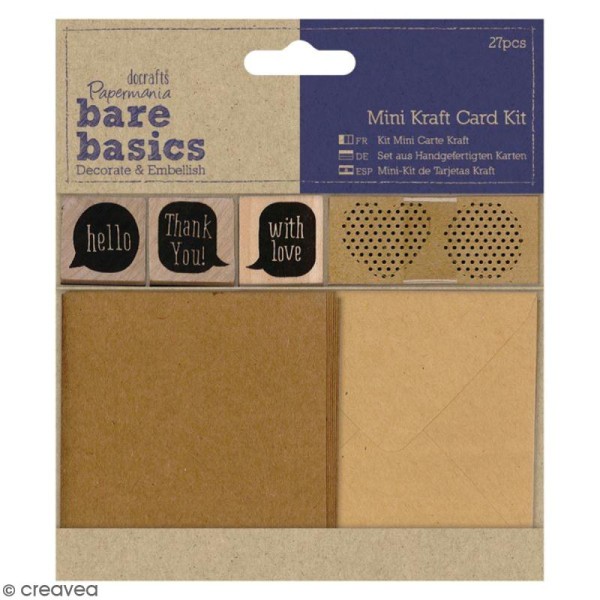 Kit mini cartes kraft - Bare Basics - 27 pcs - Photo n°1