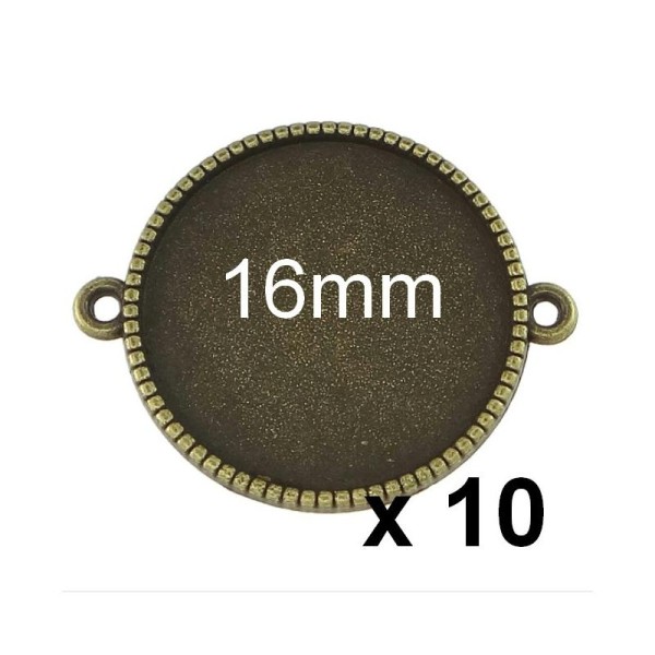 10 Connecteurs 16mm Bronze Pour Cabochon 16mm - Photo n°1