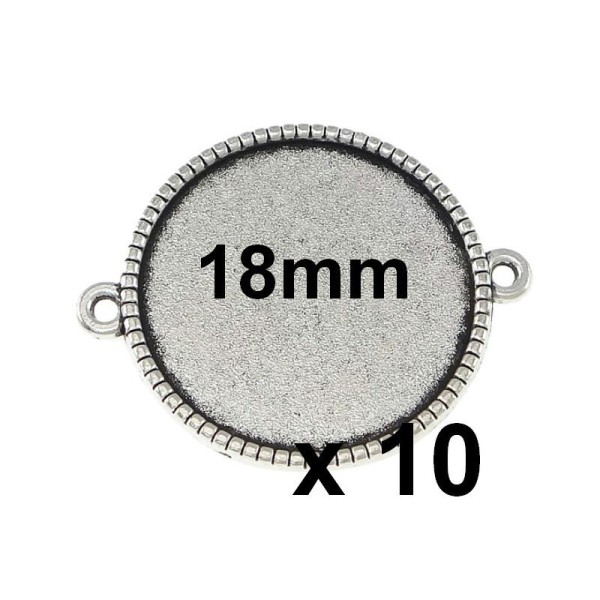 10 Connecteurs 18mm Argent Support Cabochon X10 - Photo n°1