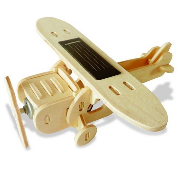 Monoplan kit en bois - marche à l'énergie solaire pour faire tourner l'hélice - à partir de 6 ans - - Photo n°1