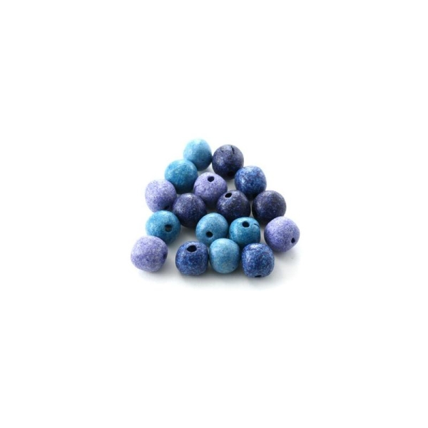 Perles céramique 8 mm camaïeu bleu mat x10 - Photo n°1