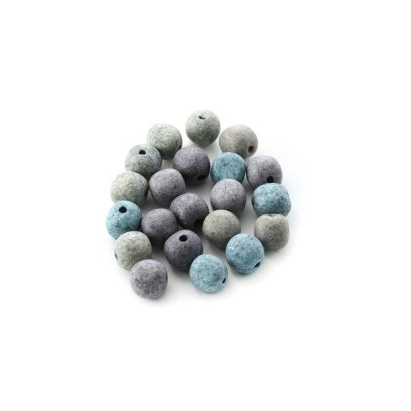 Perles céramique 8 mm camaïeu gris mat x10 - Photo n°1