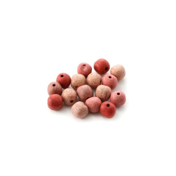 Perles céramique 8 mm camaïeu rouge / rose mat x10 - Photo n°1