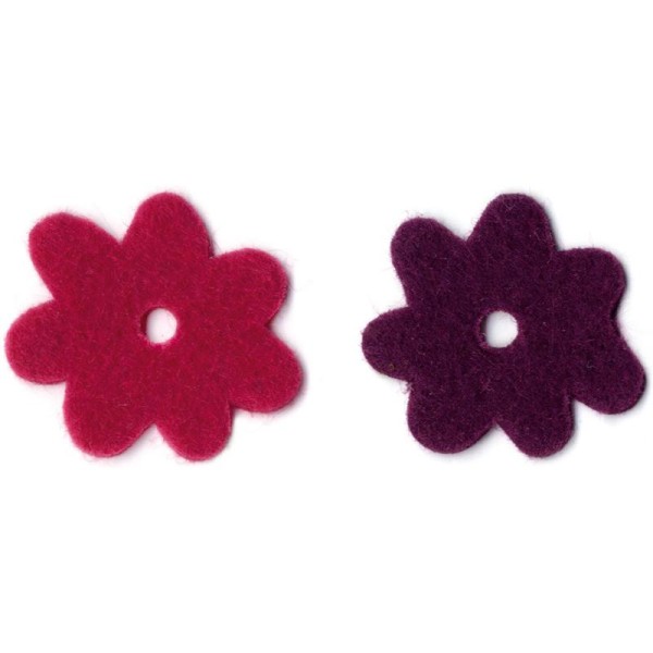Petite fleur 1 en feutrine 2.7 cm Violet et Framboise x14 Flowers - Photo n°1
