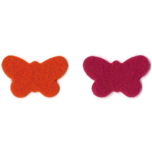 Petit papillon en feutrine 3.5 cm Framboise et Orange x14 Flowers - Photo n°1