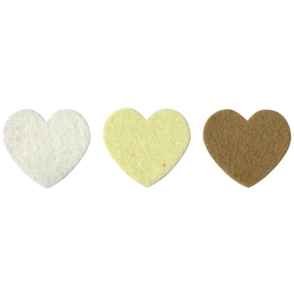 Coeur en feutrine 6 cm grand modèle Ivoire beige et blanc x24 Love - Photo n°1