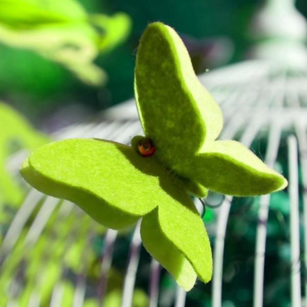Papillon en feutrine 6,5 cm Vert anis Turquoise et Vert tilleul x6 Nature - Photo n°4