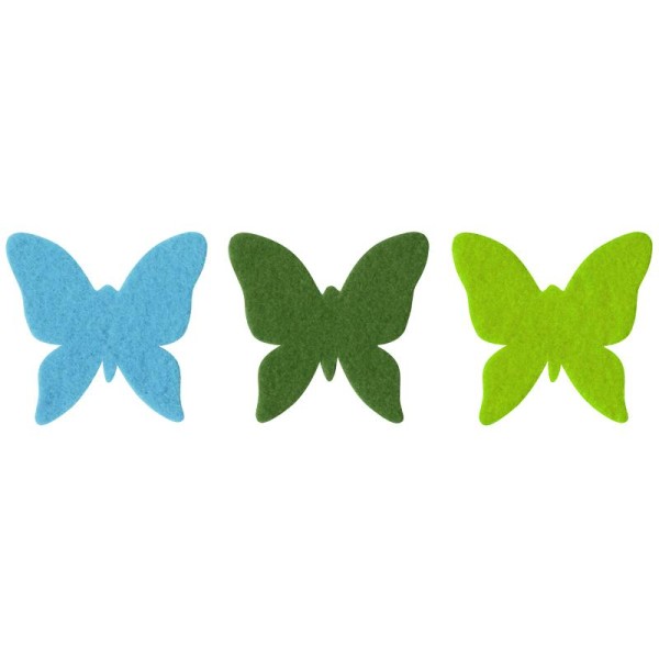 Papillon en feutrine 6,5 cm Vert anis Turquoise et Vert tilleul x6 Nature - Photo n°1