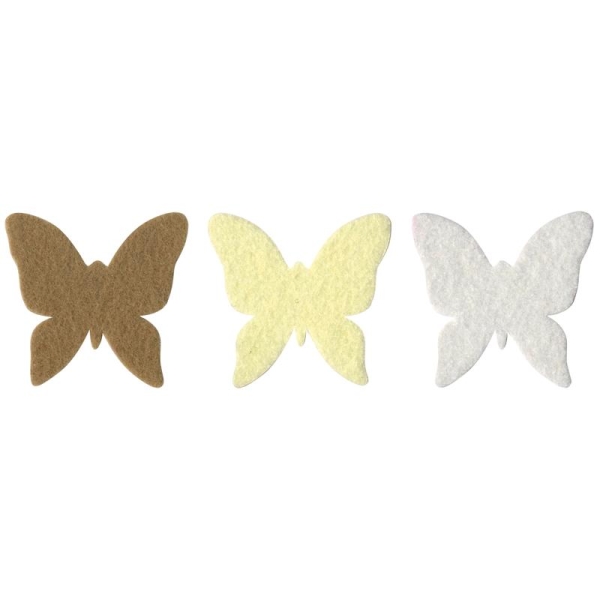 Papillon en feutrine 6,5 cm Ivoire beige et blanc x6 Love - Photo n°1