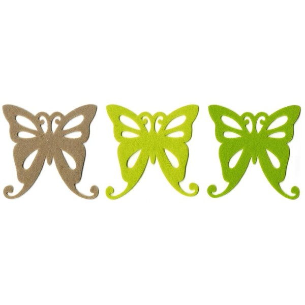 Grand papillon en feutrine 10 cm Vert anis Beige et Vert tilleul x6 Nature - Photo n°1