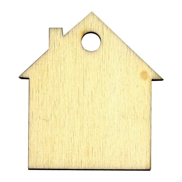 Etiquette en bois à personnaliser Maison 5 cm x6 - Photo n°1